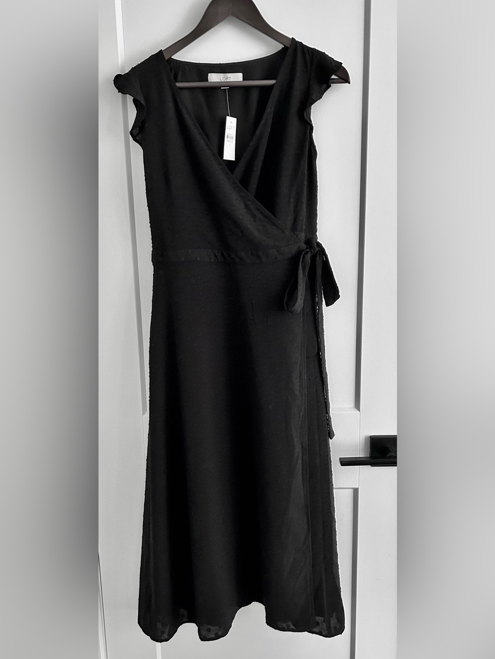 NWT~LOFT Textural Polkadot Midi Wrap Dress